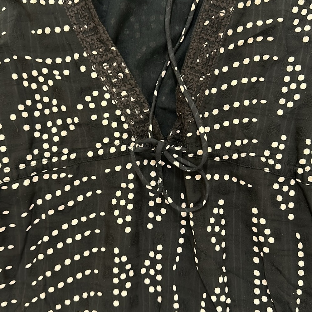 NWT ZARA Black White POLKA DOT PRINT DRESS Short Sleeve V NECK - Picture 4 of 5